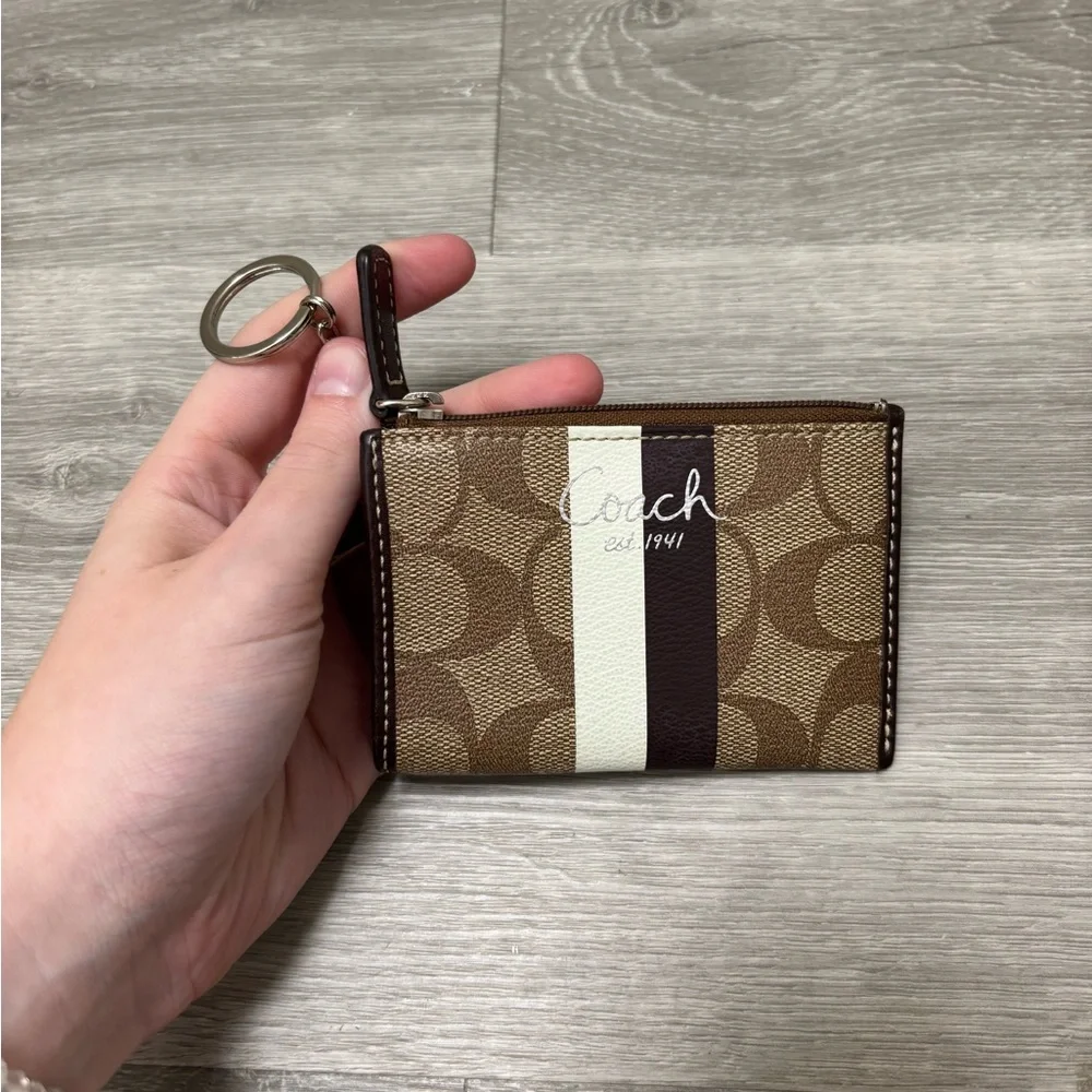 Coach Brown and White Card Wallet